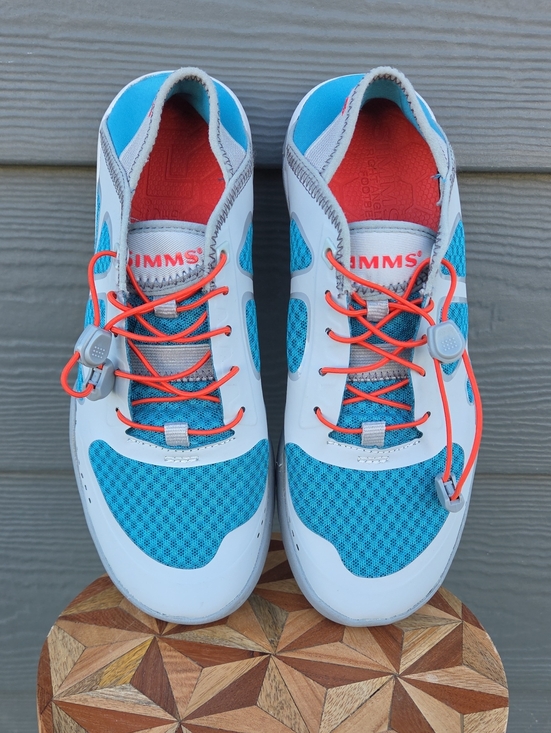Simms Shoes - Simms Aqua Blue & White Water Shoes with Coral Accents